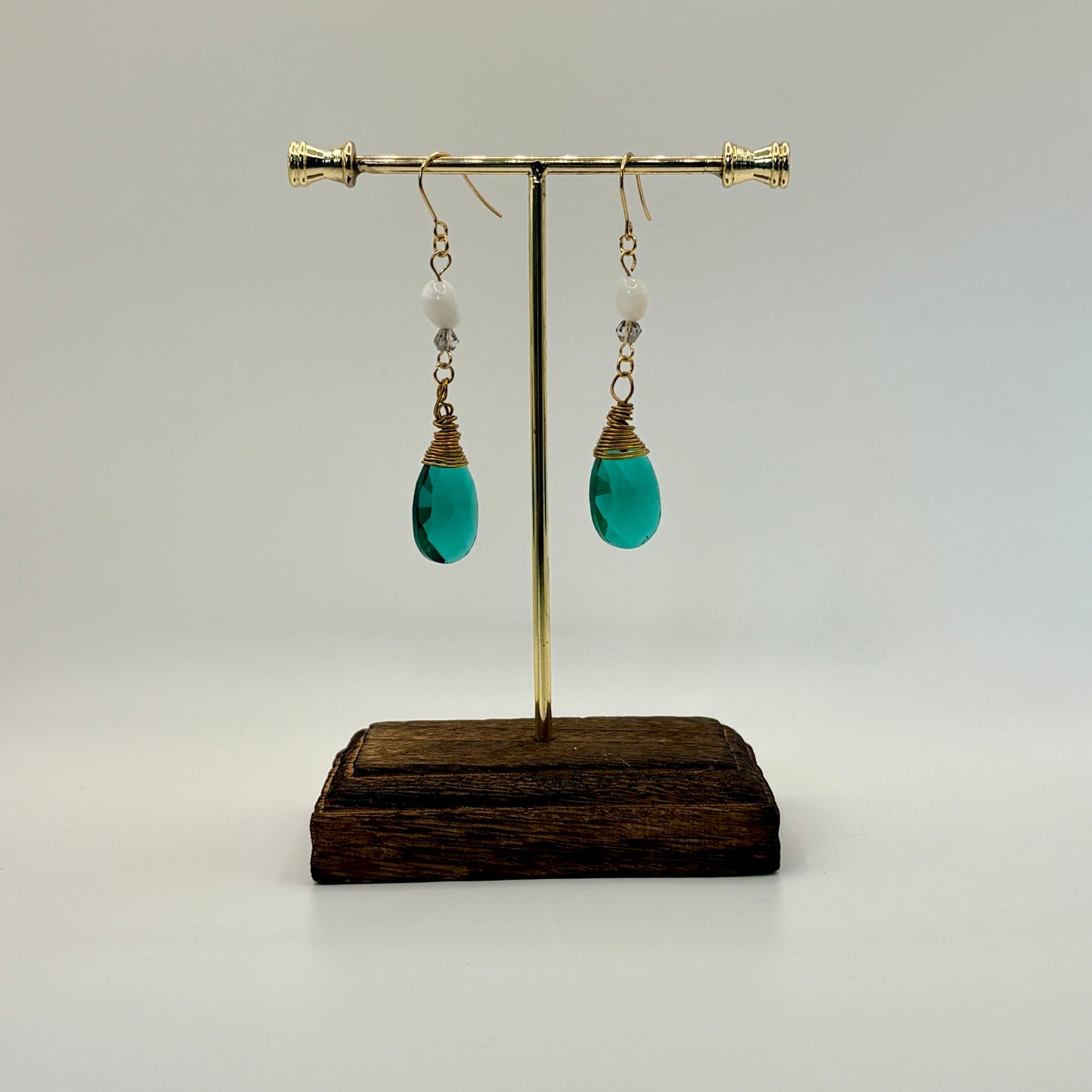 Emerald Drop - stainless steel oorbellen