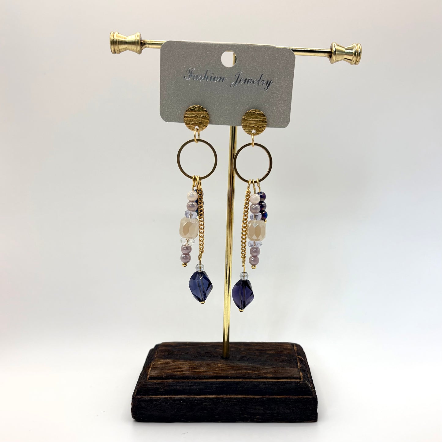 Midnight Porcelain – stainless steel lange oorbellen