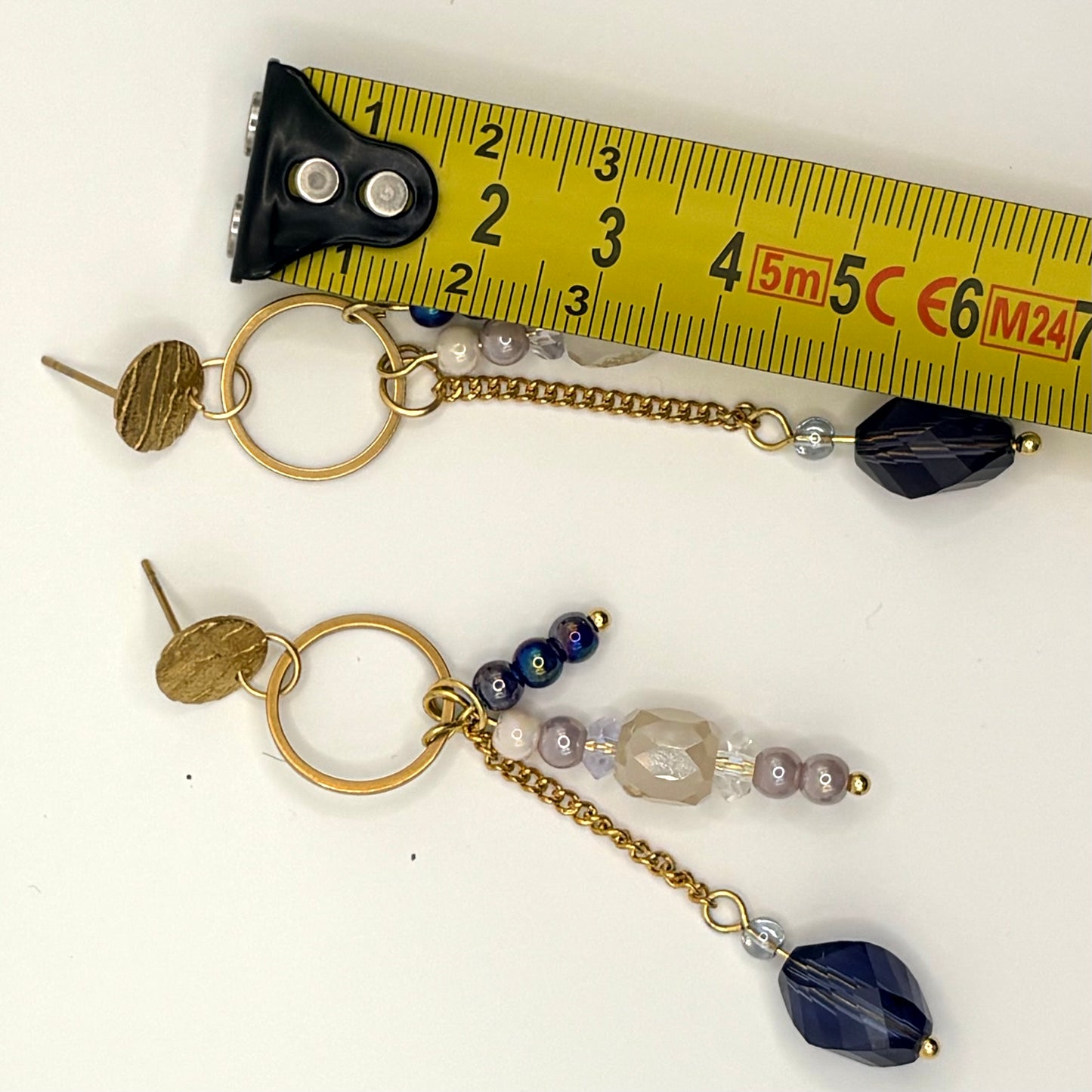 Midnight Porcelain – stainless steel lange oorbellen