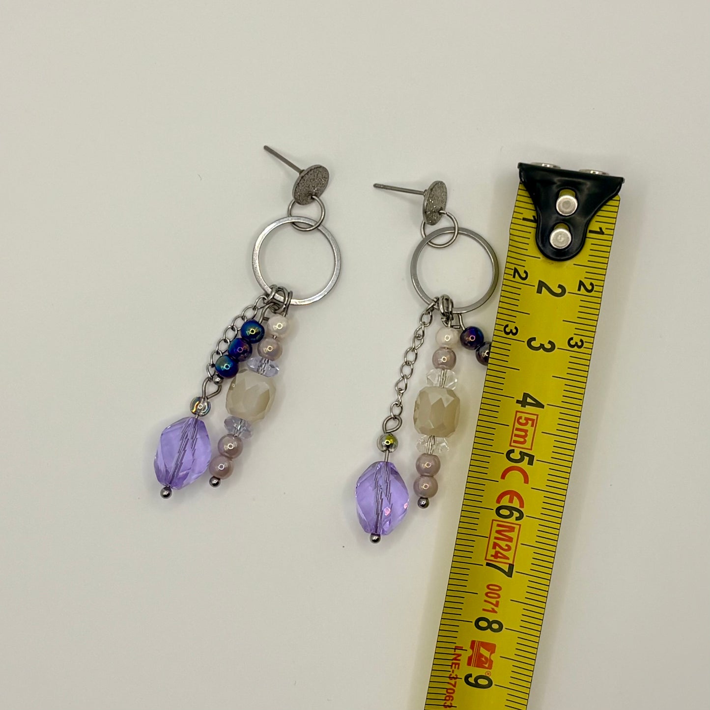 Amethyst Relic – stainless steel oorbellen