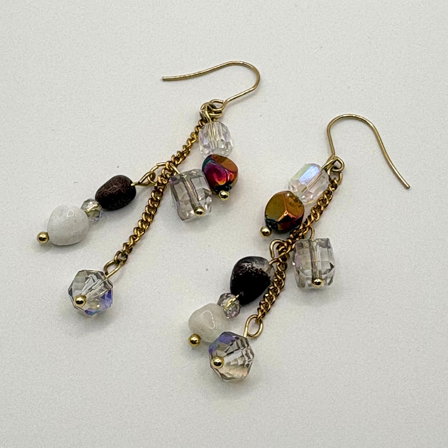 Calico - Oorbellen van stainless steel en glas